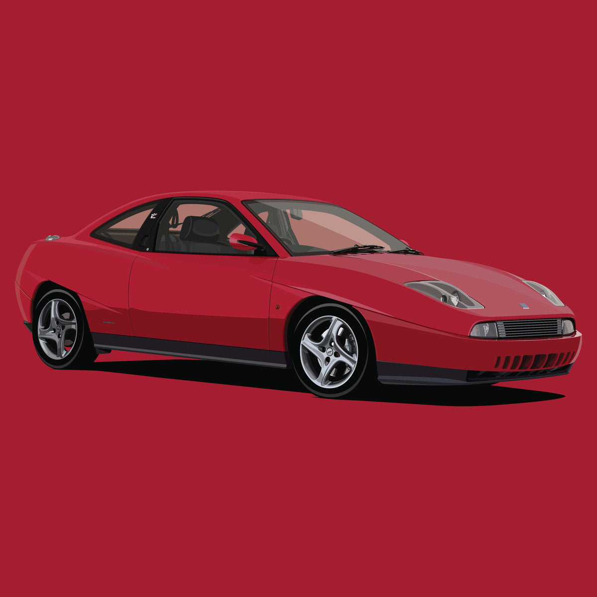 Classic Car Posters of Fiat Coupe – mpecautoillustration