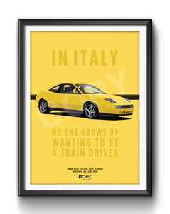 Illustration Advert of 1998 Fiat Coupe 20V Turbo Broom Yellow 258