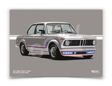 Load image into Gallery viewer, Landscape Illustration 1974 BMW 2002 Polaris Silver