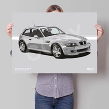 Load image into Gallery viewer, Landscape Illustration 1999 BMW Z3 M Coupé in Titanium Silver 354