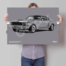 Load image into Gallery viewer, Landscape Illustration 1967 Shelby GT350 Mustang Medium Gray Metallic
