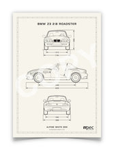 Load image into Gallery viewer, A4 BMW Z3 2.8 Technical Illustration Poster - choice of colours