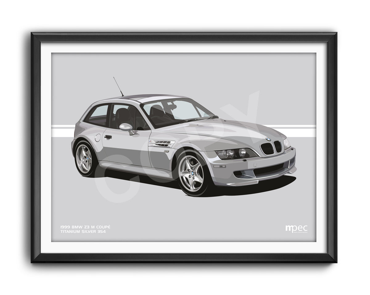 Landscape Illustration 1999 BMW Z3 M Coupé in Titanium Silver 354
