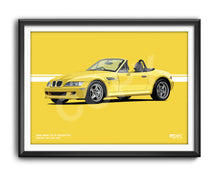 Load image into Gallery viewer, Landscape Illustration 1998 BMW Z3 M Roadster Dakar Yellow 337