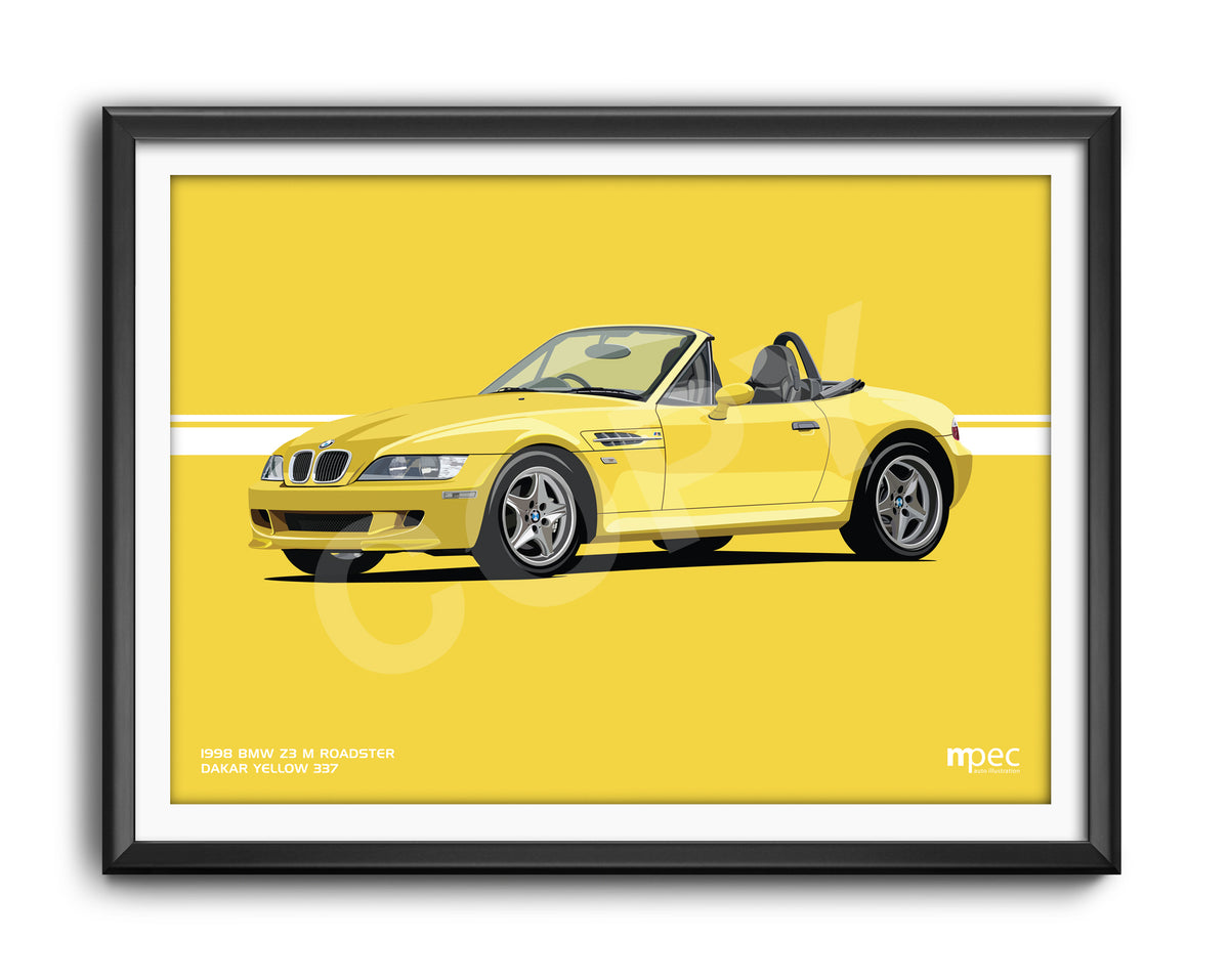 3ーDイラストレーション Landscape Illustration 1998 BMW Z3 M Roadster Dakar Yellow 337