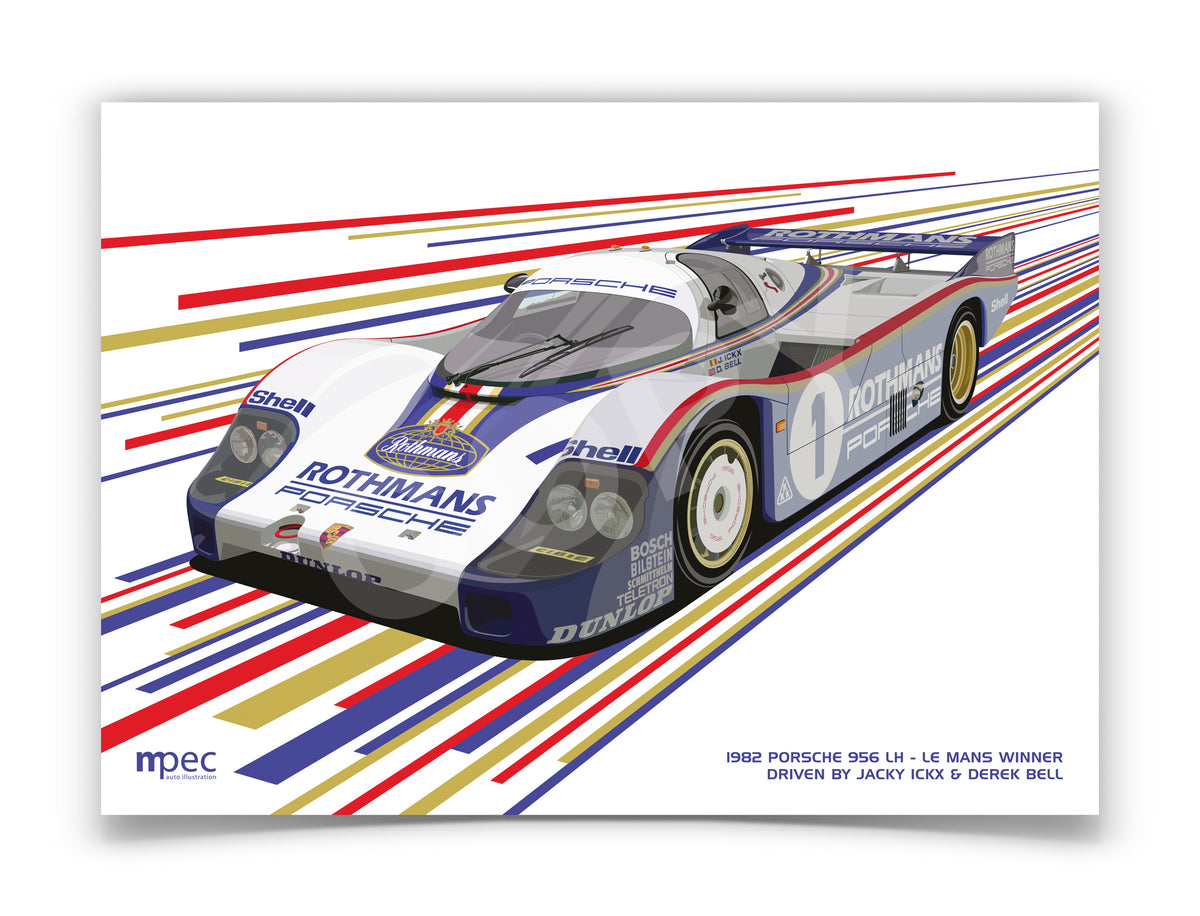 Landscape Illustration 1982 Le Mans Rothmans Porsche 956