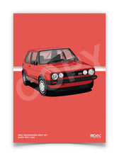 Load image into Gallery viewer, Illustration 1983 Volkswagen Golf GTI Mars Red LA3A