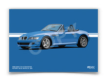 Load image into Gallery viewer, Landscape Illustration 1998 BMW Z3 M Roadster Estoril Blue Metallic 335