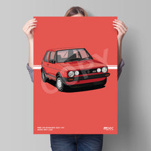 Load image into Gallery viewer, Illustration 1983 Volkswagen Golf GTI Mars Red LA3A
