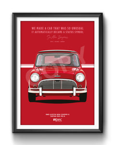Illustration 1965 Austin Mini Cooper S Tartan Red RD-9 Quote