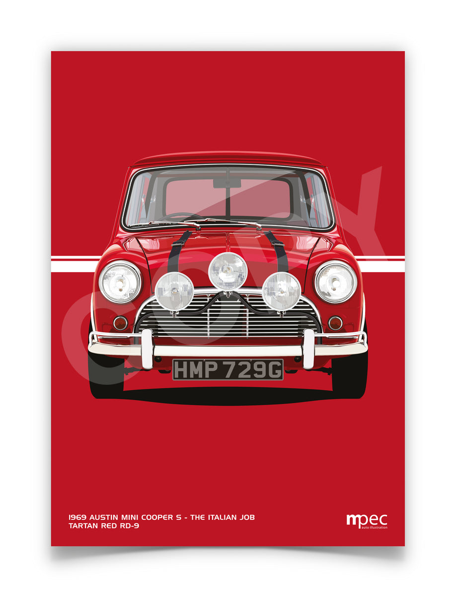 芸術写真 Hollywood Mini Poster The Italian Job 1969 Austin Mini Cooper S Poster - Red