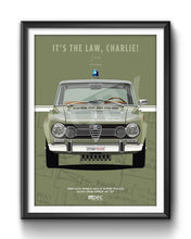 Load image into Gallery viewer, The Italian Job 1966 Alfa Romeo Giulia Super Polizia Poster - Green