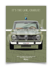 Load image into Gallery viewer, The Italian Job 1966 Alfa Romeo Giulia Super Polizia Poster - Green
