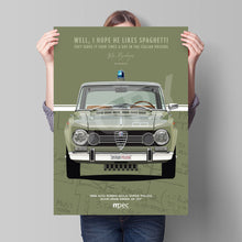 Load image into Gallery viewer, The Italian Job 1966 Alfa Romeo Giulia Super Polizia Poster - Green