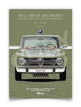 Load image into Gallery viewer, The Italian Job 1966 Alfa Romeo Giulia Super Polizia Poster - Green