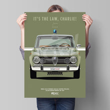 Load image into Gallery viewer, The Italian Job 1966 Alfa Romeo Giulia Super Polizia Poster - Green