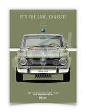 Load image into Gallery viewer, The Italian Job 1966 Alfa Romeo Giulia Super Polizia Poster - Green