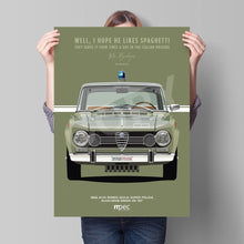 Load image into Gallery viewer, The Italian Job 1966 Alfa Romeo Giulia Super Polizia Poster - Green