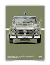 Load image into Gallery viewer, The Italian Job 1966 Alfa Romeo Giulia Super Polizia Poster - Green