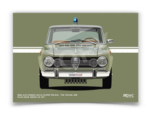 Load image into Gallery viewer, The Italian Job 1966 Alfa Romeo Giulia Super Polizia Poster - Green