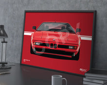 Load image into Gallery viewer, Landscape illustration 1999 BMW M1 Red