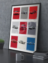 Load image into Gallery viewer, Classic BMW Car Poster – Illustration of 9 Iconic BMW Models