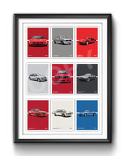 Load image into Gallery viewer, Classic BMW Car Poster – Illustration of 9 Iconic BMW Models