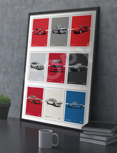 Load image into Gallery viewer, Classic BMW Car Poster – Illustration of 9 Iconic BMW Models