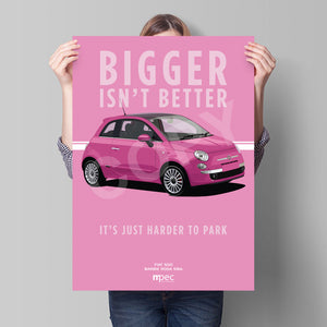 Illustration Fiat 500 Poster in various styles and sizes - Barbie Rosa