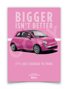 Illustration Fiat 500 Poster in various styles and sizes - Barbie Rosa
