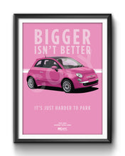 Load image into Gallery viewer, Illustration Fiat 500 Poster in various styles and sizes - Barbie Rosa