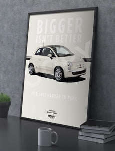Illustration Fiat 500 Poster in various styles and sizes - Bianco