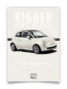 Illustration Fiat 500 Poster in various styles and sizes - Bianco