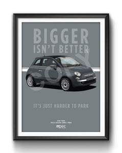 Illustration Fiat 500 Poster in various styles and sizes - Tech House Grey