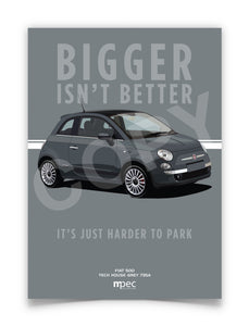 Illustration Fiat 500 Poster in various styles and sizes - Tech House Grey