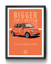 Load image into Gallery viewer, Illustration Fiat 500 Poster in various styles and sizes - Rame