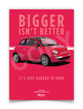 Load image into Gallery viewer, Illustration Fiat 500 Poster in various styles and sizes - Rosso