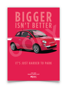Illustration Fiat 500 Poster in various styles and sizes - Rosso