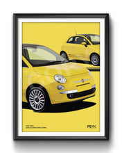 Load image into Gallery viewer, Illustration Fiat 500 Poster in various styles and sizes -  Giallo Birichino