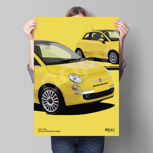 Illustration Fiat 500 Poster in various styles and sizes -  Giallo Birichino