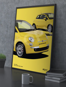 Illustration Fiat 500 Poster in various styles and sizes -  Giallo Birichino