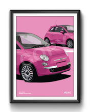 Load image into Gallery viewer, Illustration Fiat 500 Poster in various styles and sizes - Barbie Rosa
