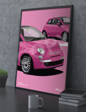 Load image into Gallery viewer, Illustration Fiat 500 Poster in various styles and sizes - Barbie Rosa
