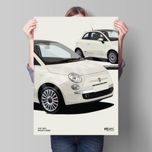 Load image into Gallery viewer, Illustration Fiat 500 Poster in various styles and sizes - Bianco