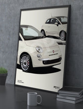 Load image into Gallery viewer, Illustration Fiat 500 Poster in various styles and sizes - Bianco