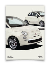 Load image into Gallery viewer, Illustration Fiat 500 Poster in various styles and sizes - Bianco