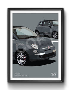 Illustration Fiat 500 Poster in various styles and sizes - Tech House Grey
