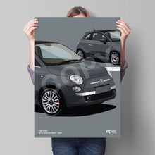 Load image into Gallery viewer, Illustration Fiat 500 Poster in various styles and sizes - Tech House Grey
