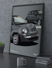 Load image into Gallery viewer, Illustration Fiat 500 Poster in various styles and sizes - Tech House Grey