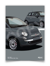 Load image into Gallery viewer, Illustration Fiat 500 Poster in various styles and sizes - Tech House Grey